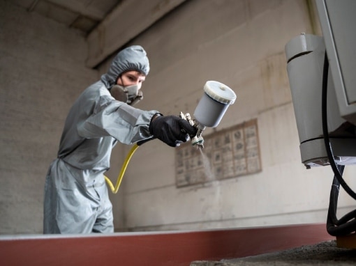 trabajador rociando pintura