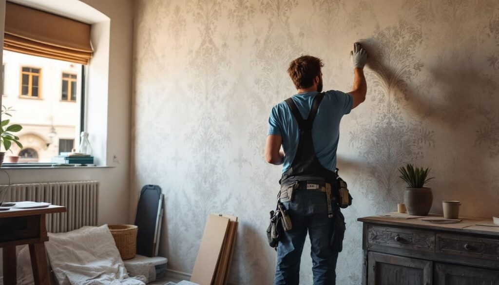 trabajador lijando pared en proceso de remodelacion